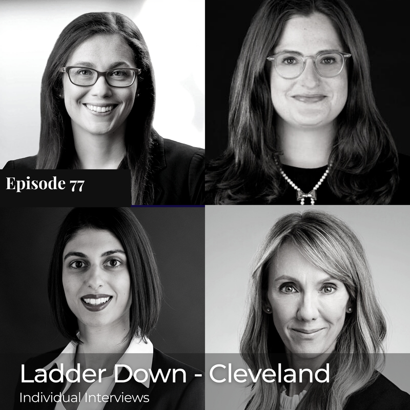 Today’s episode is the first in a two-part series featuring graduates from the Ladder Down program in Cleveland, Ohio. Ladder Down is a national year-long program that provides direct training and career development through a combination of coaches, sponsors, and participants to empower women lawyers in three critical areas:  leadership, business development, and mentoring.

In today’s episode, I’m talking with Kelley Barnett who founded the Cleveland chapter of Ladder Down and is the current chair. Kelley and I became friends through this podcast as she was one of my very first listeners. From day one, I have seen first hand that Kelley practices what she preaches and that is to uplift other women in our field. I so appreciate that about her. After Kelley, I have one-on-one conversations with Aanchal Sharma, Janet Stewart Scalley, and Talia Sukol Karas where we talk about their backgrounds and their experience in going through the Ladder Down program. 
